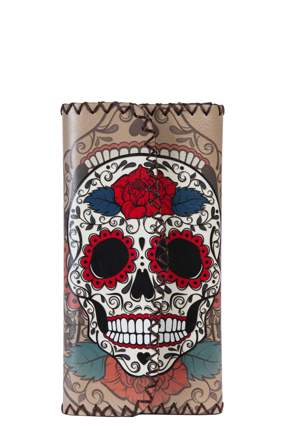 Floral Skull Print Hand Stitch Wallet HB0582 - NO.192
