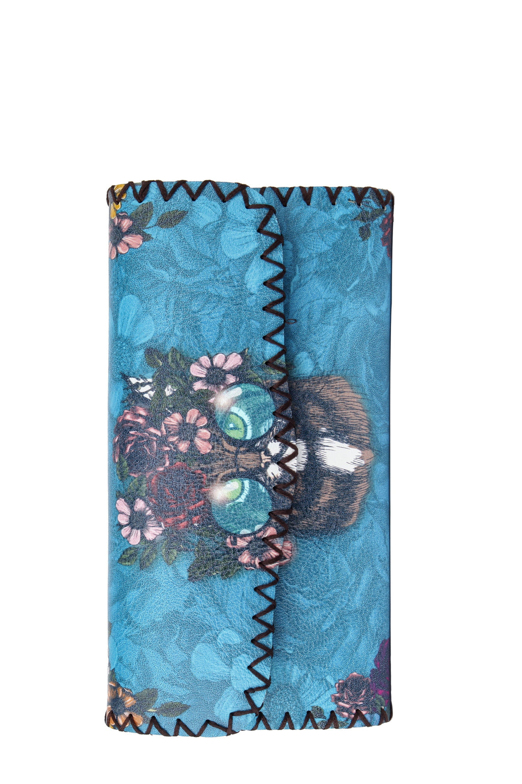 Floral Cat Print Hand Stitch Wallet HB0582 - NO.50