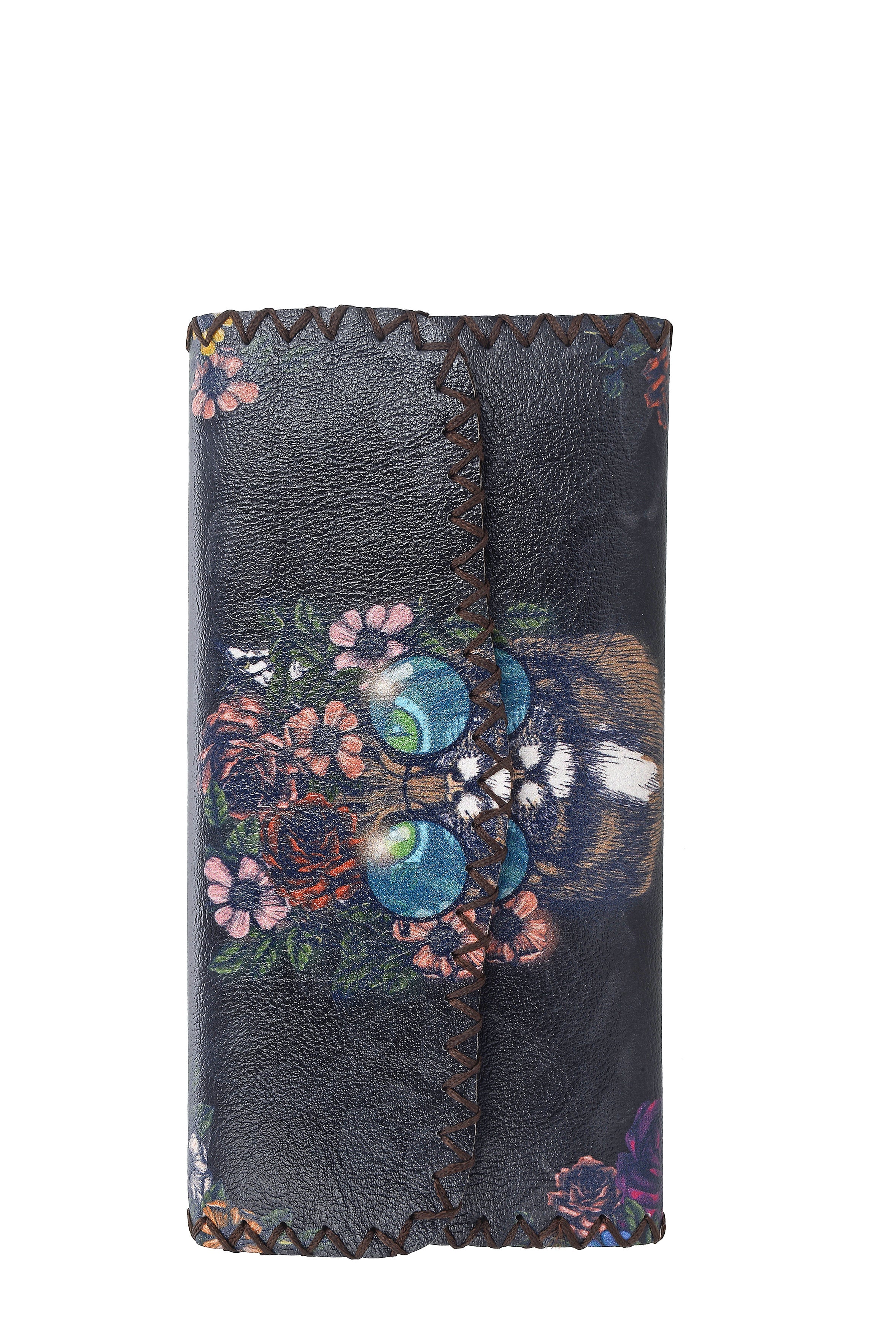 Floral Cat Print Hand Stitch Wallet HB0582 - NO.50
