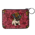 Floral Pug Print Hand-Stitched Coin Purse HB0665 - No. 52