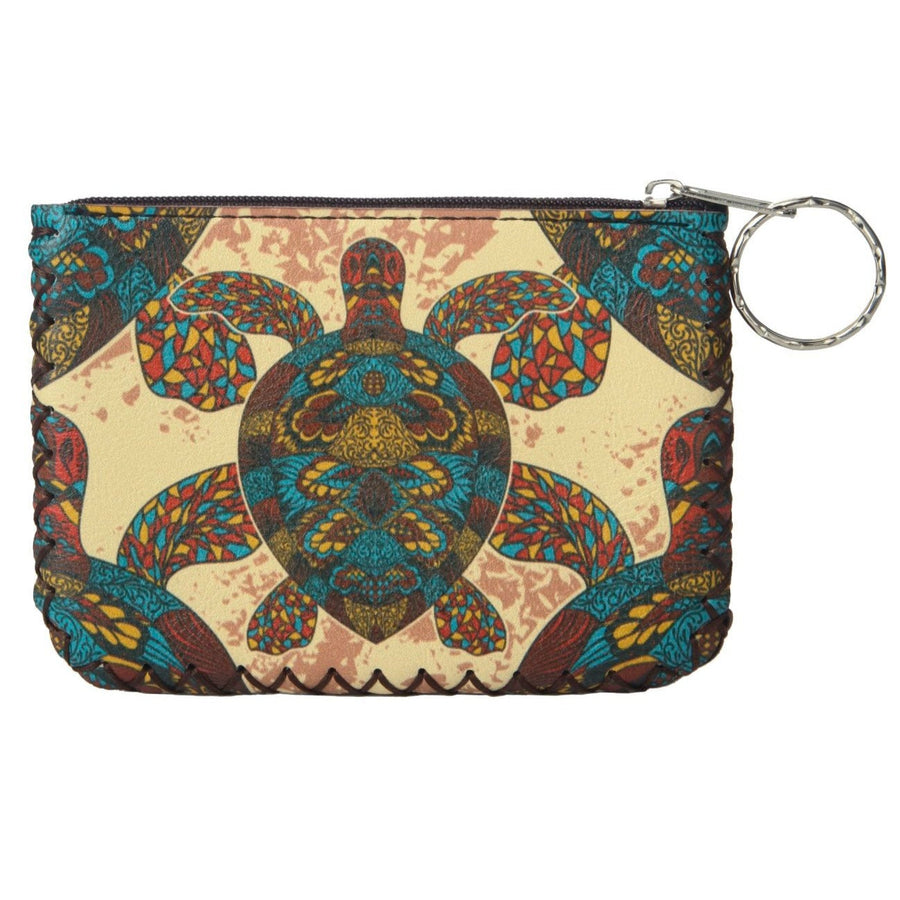 Sea Turtle Print Hand-Stitched Coin Purse HB0665 - No. 100