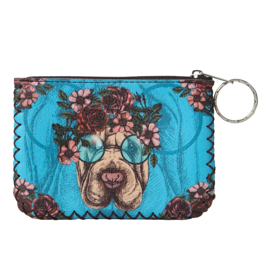 Floral Dog Print Hand-Stitched Coin Purse HB0665 - No. 108