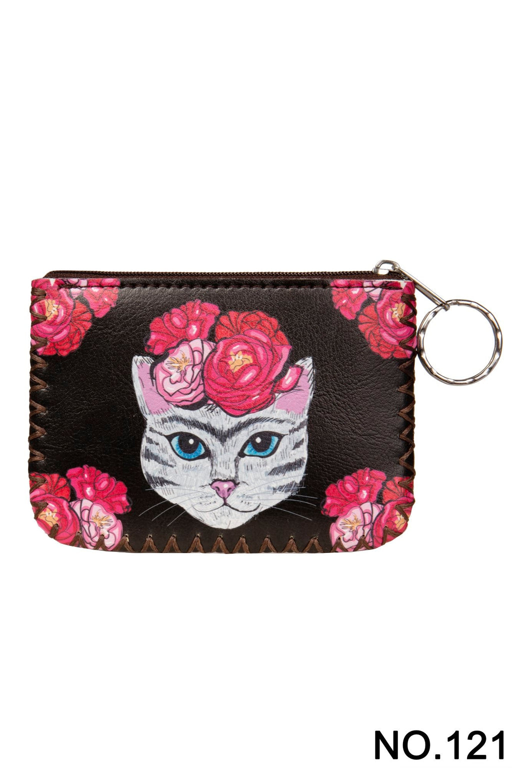 Roses & Kitty Print Hand Stitch Coin Purse HB0665 - NO.121
