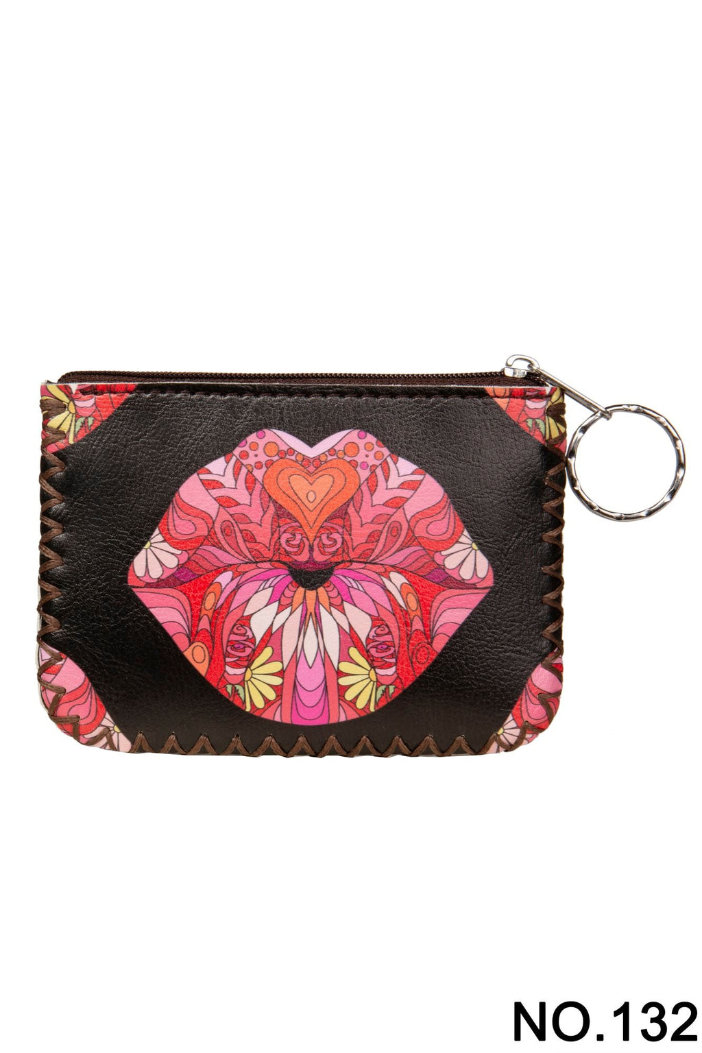 Floral Lip Print Hand Stitch Coin Purse HB0665 - NO.132