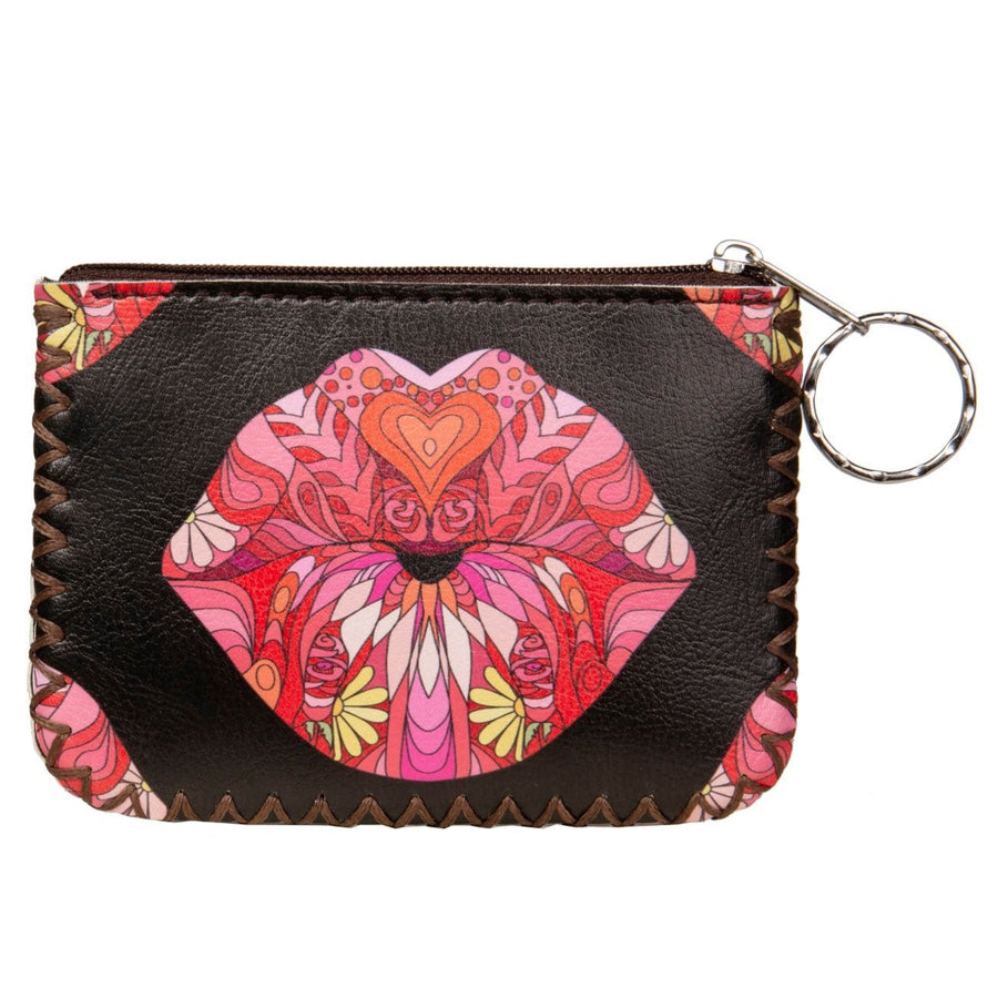 Floral Lip Print Hand-Stitched Coin Purse HB0665 - No. 132