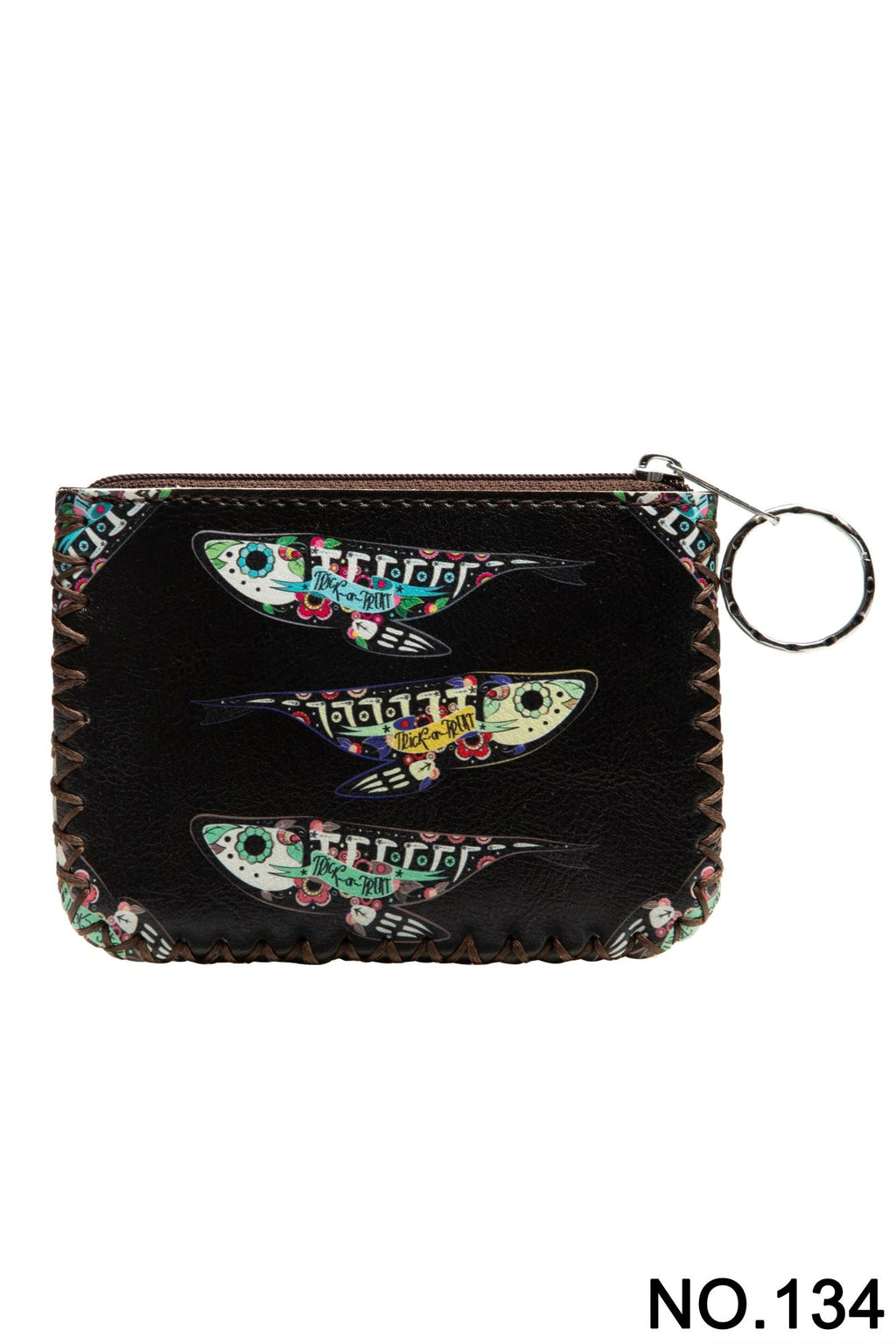 Salmon Fish Print Hand Stitch Coin Purse HB0665 - NO.134