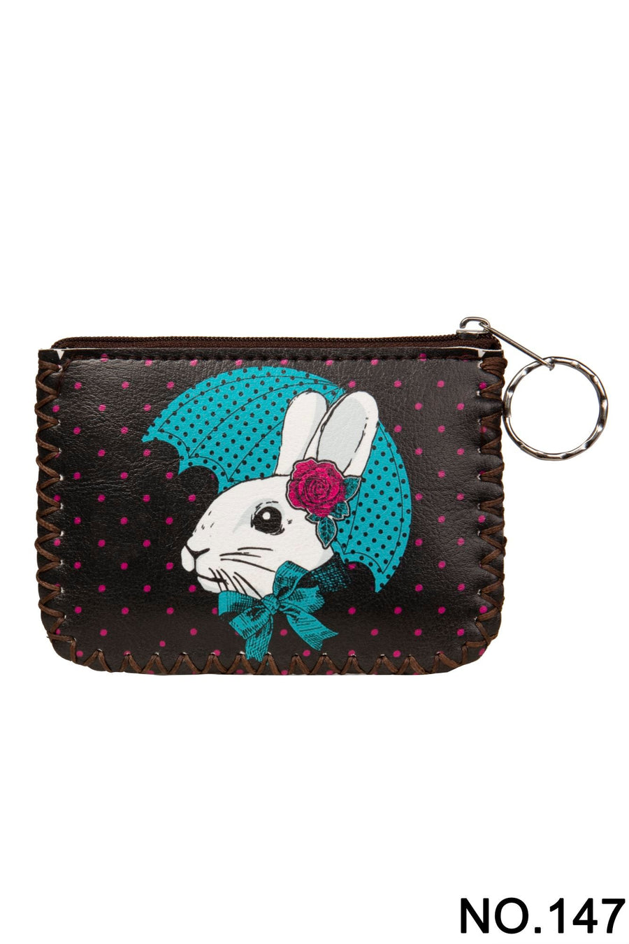 Bunny Print Hand-Stitched Coin Purse HB0665 - No. 147