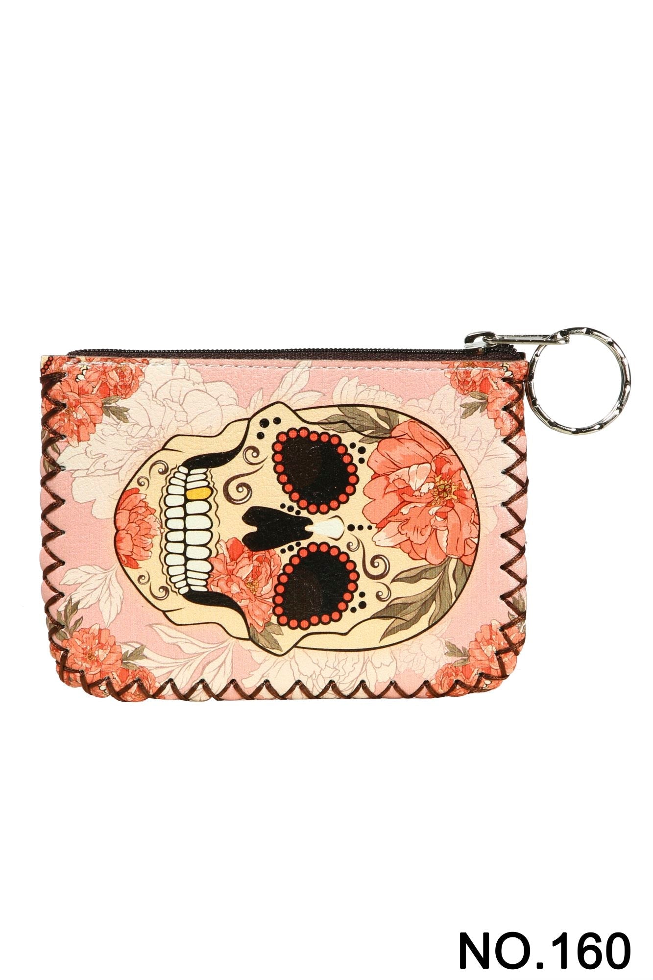 Floral Skull Print Hand Stitch Coin Purse HB0665 - NO.160