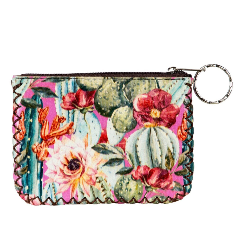 Floral Cactus Print Hand-Stitched Coin Purse HB0665 - No. 170