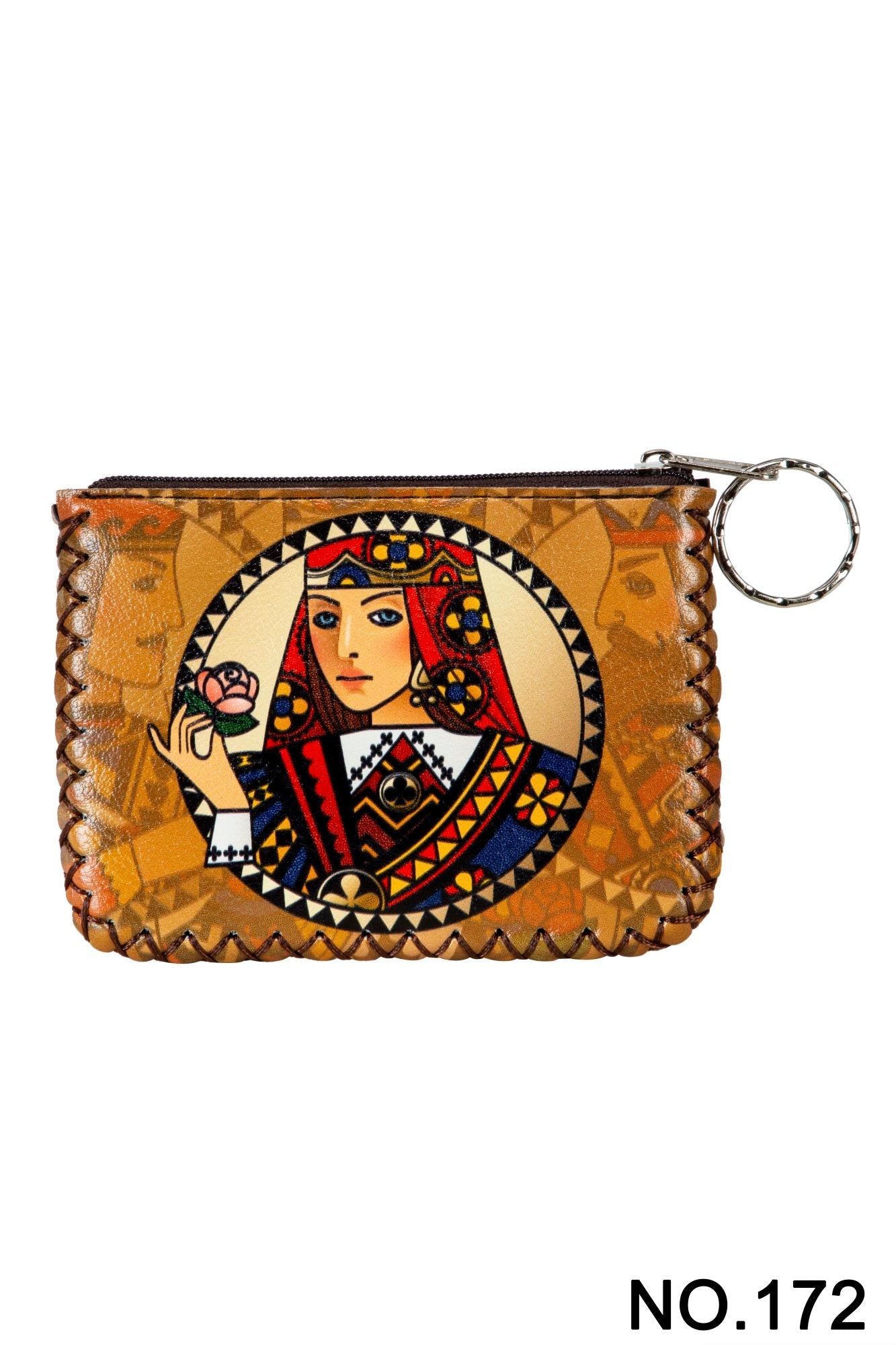 Poker Queen Print Hand Stitch Coin Purse HB0665 - NO.172