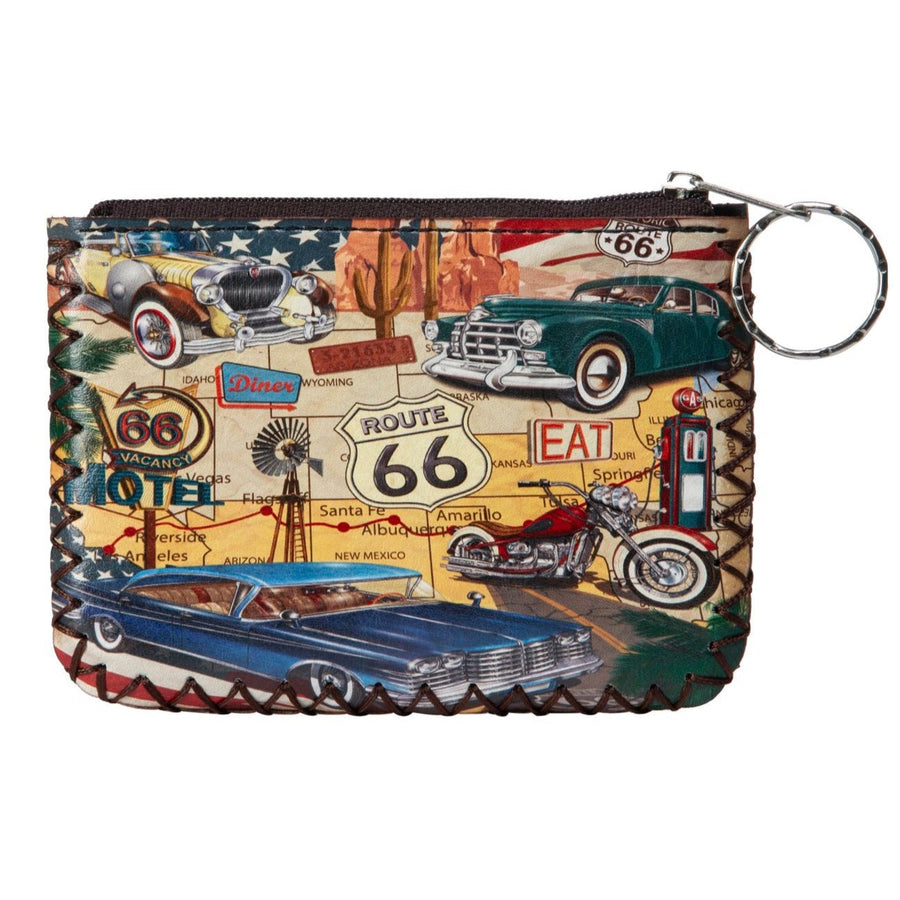 Vintage Route 66 Print Hand-Stitched Coin Purse HB0665 - No. 190