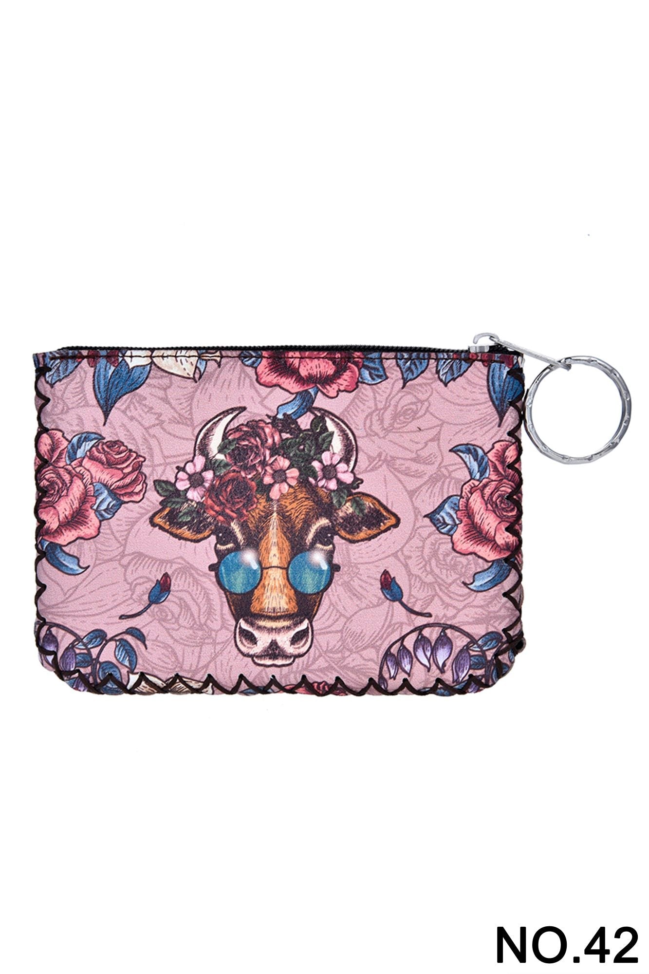 Floral Ox Print Hand Stitch Coin Purse HB0665 - NO.42