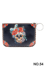Floral Skull Print Hand Stitch Coin Purse HB0665 - NO.54