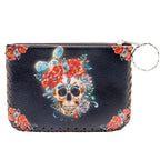 Floral Skull Print Hand Stitch Coin Purse HB0665 - NO.54
