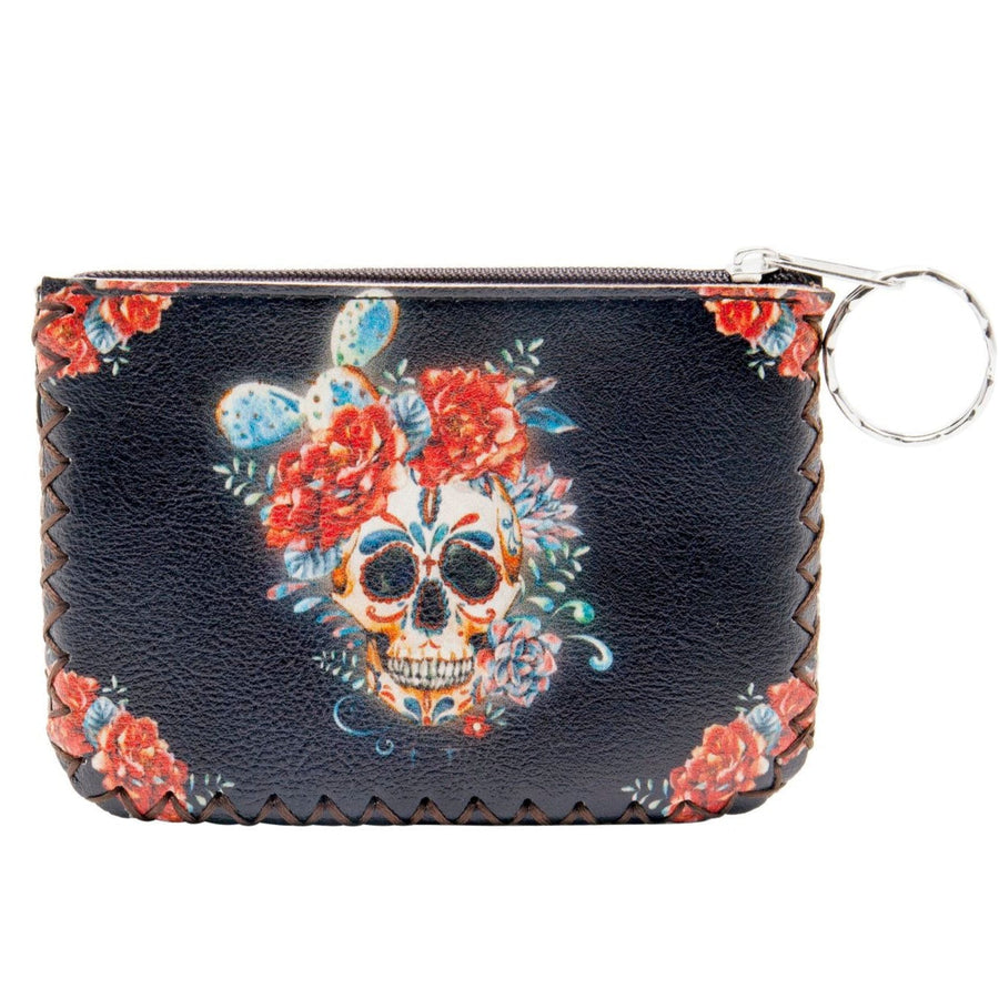 Floral Skull Print Hand-Stitched Coin Purse HB0665 - No. 54