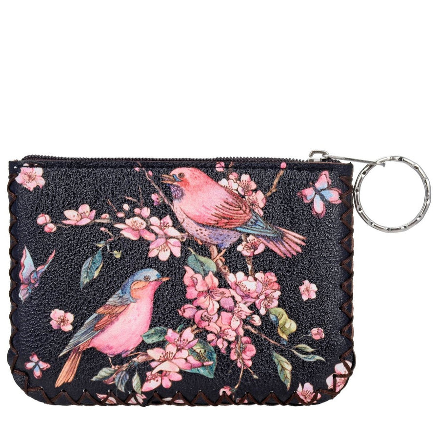Cuckoo Birds Print Hand-Stitched Coin Purse HB0665 - No. 60