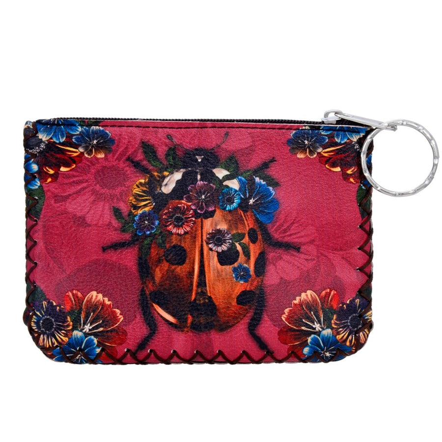 Ladybug Print Hand-Stitched Coin Purse HB0665 - No. 68