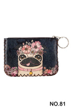 Floral Pug Print Hand Stitch Coin Purse HB0665 - NO.81