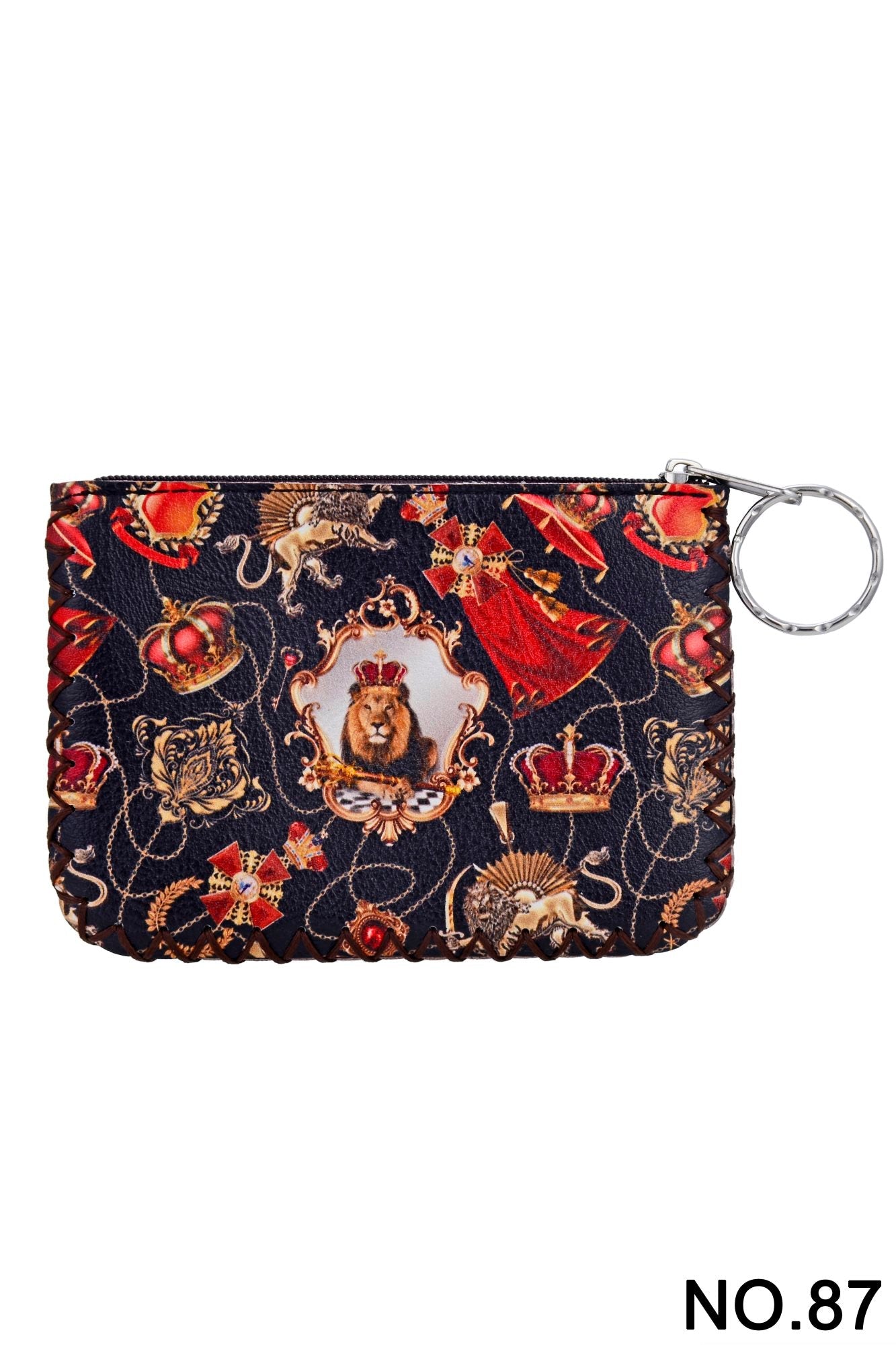 Crowned Lion Print Hand Stitch Coin Purse HB0665 - NO.87