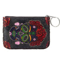 Floral Skull Ethnic Pattern Print Hand Stitch Coin Purse HB0665 - NO.98
