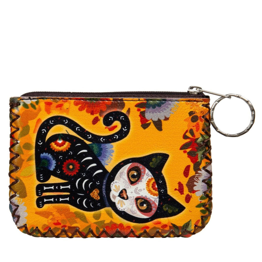 Dia De Los Muertos Cat Print Hand-Stitched Coin Purse HB0665 - No. 159