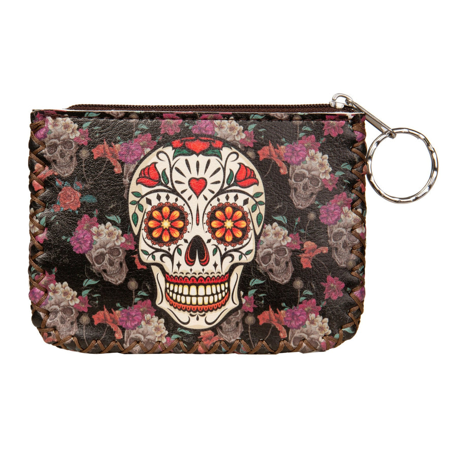 Floral Skull Print Hand-Stitched Coin Purse HB0665 - No. 123