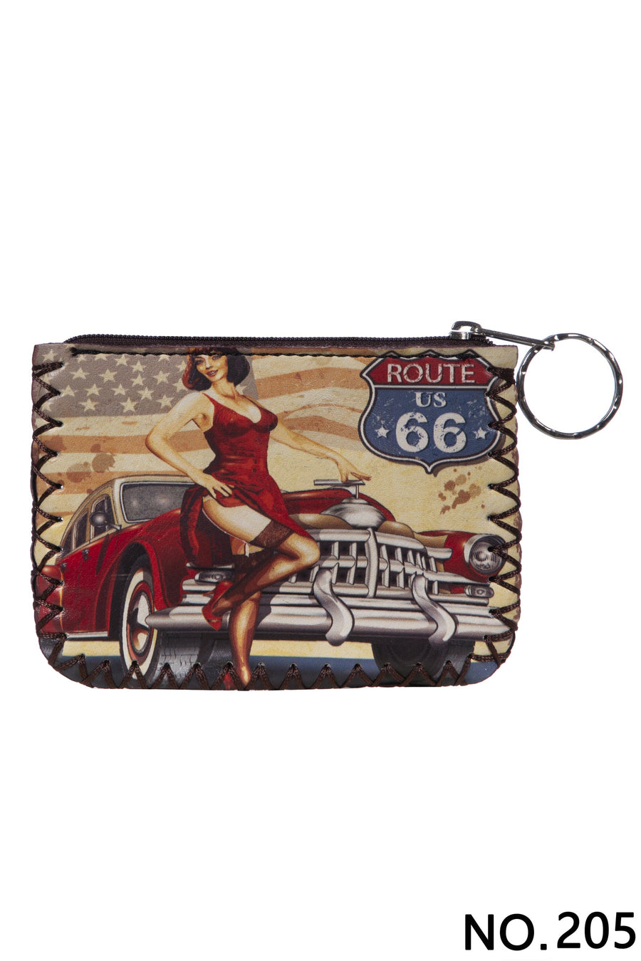 Route 66 Print Hand-Stitched Coin Purse HB0665 - No. 205