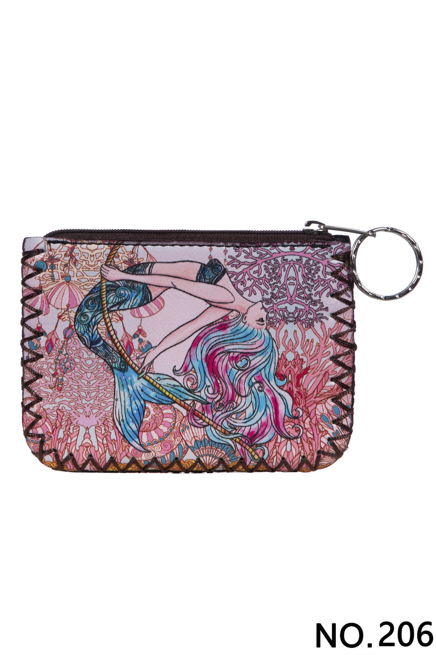 Mermaid Print Hand-Stitched Coin Purse HB0665 - No. 206