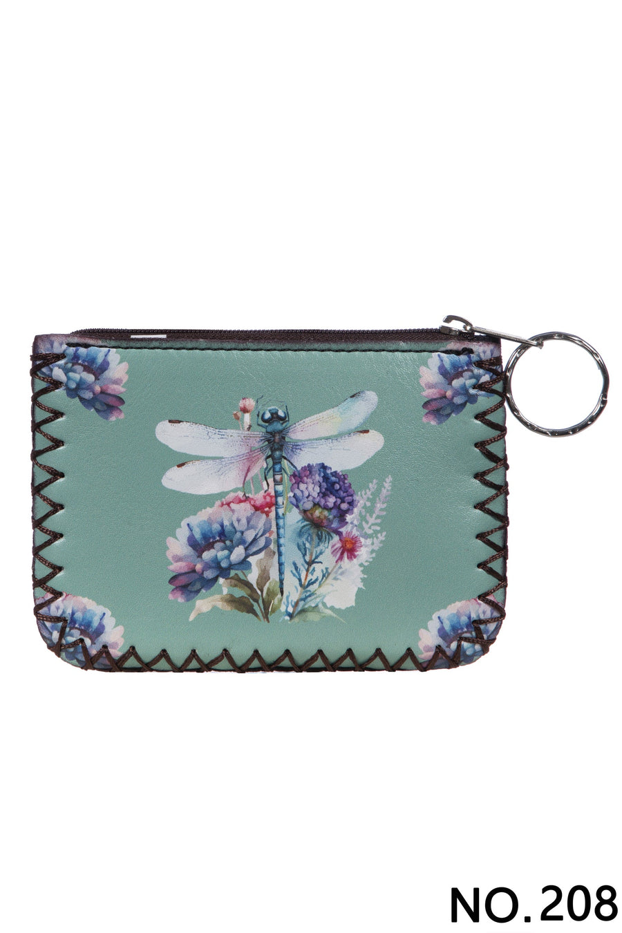 Dragonfly Print Hand-Stitched Coin Purse HB0665 - No. 208