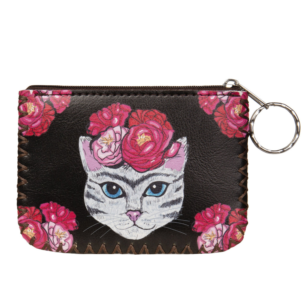 Roses & Kitty Print Hand Stitch Coin Purse HB0665 - NO.121