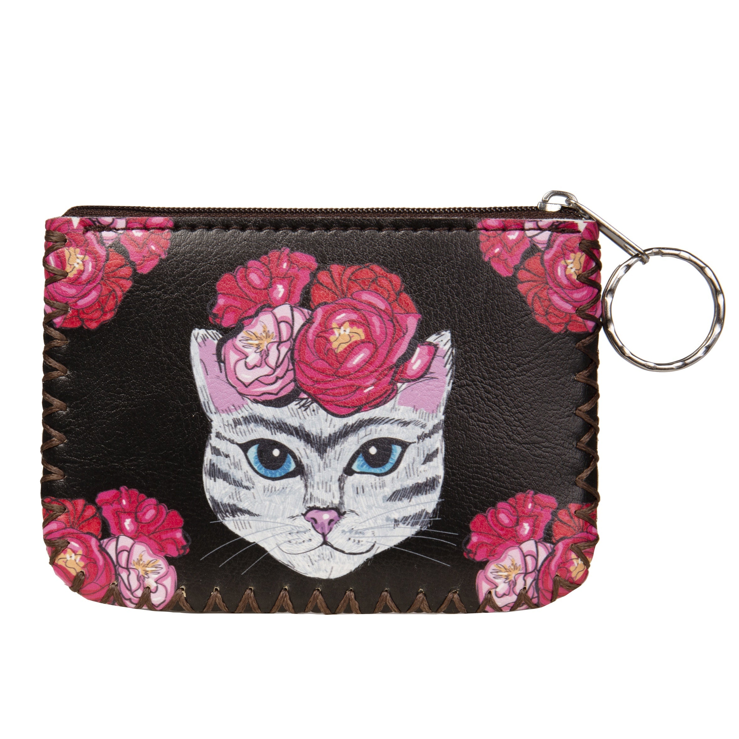 Roses & Kitty Print Hand Stitch Coin Purse HB0665 - NO.121