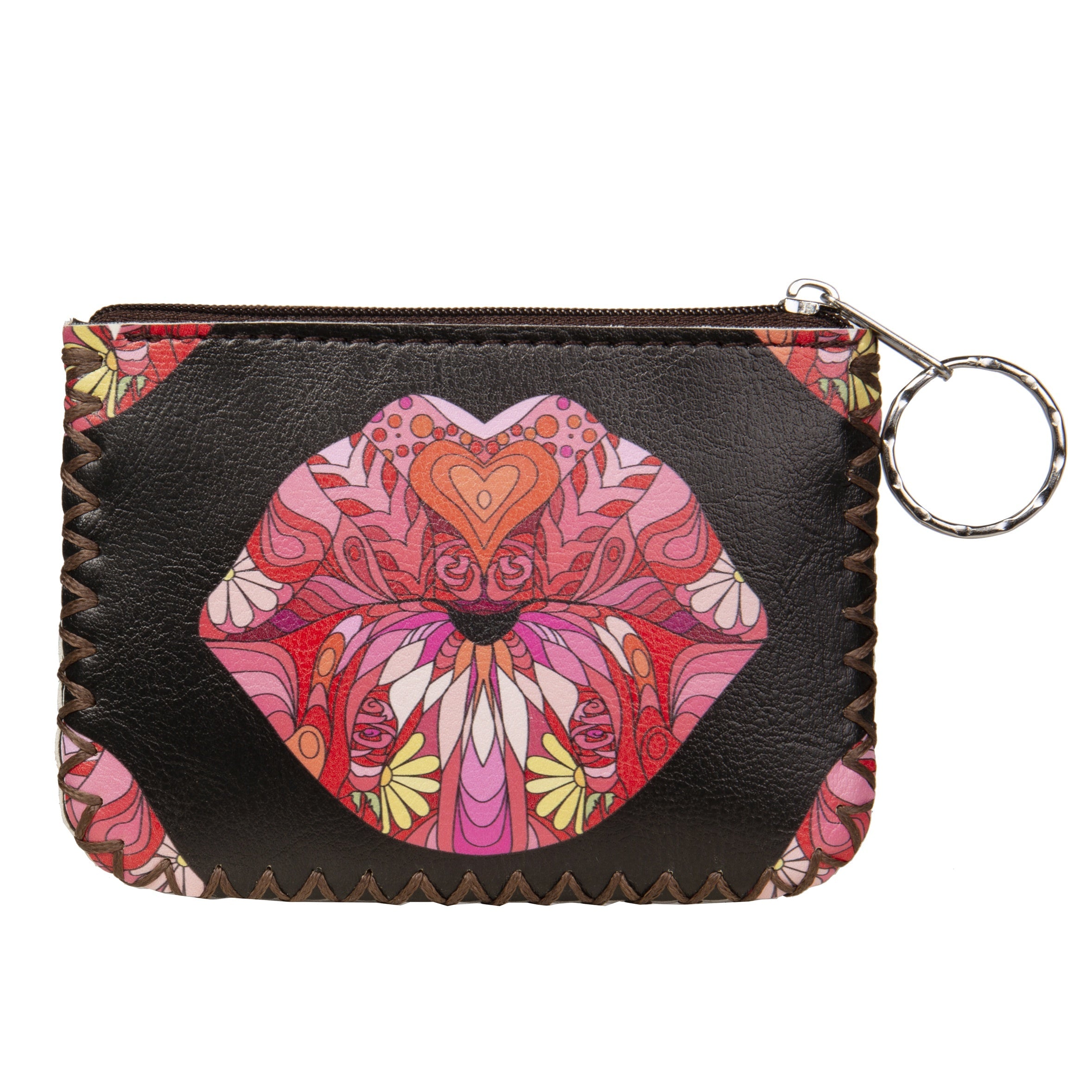 Floral Lip Print Hand Stitch Coin Purse HB0665 - NO.132
