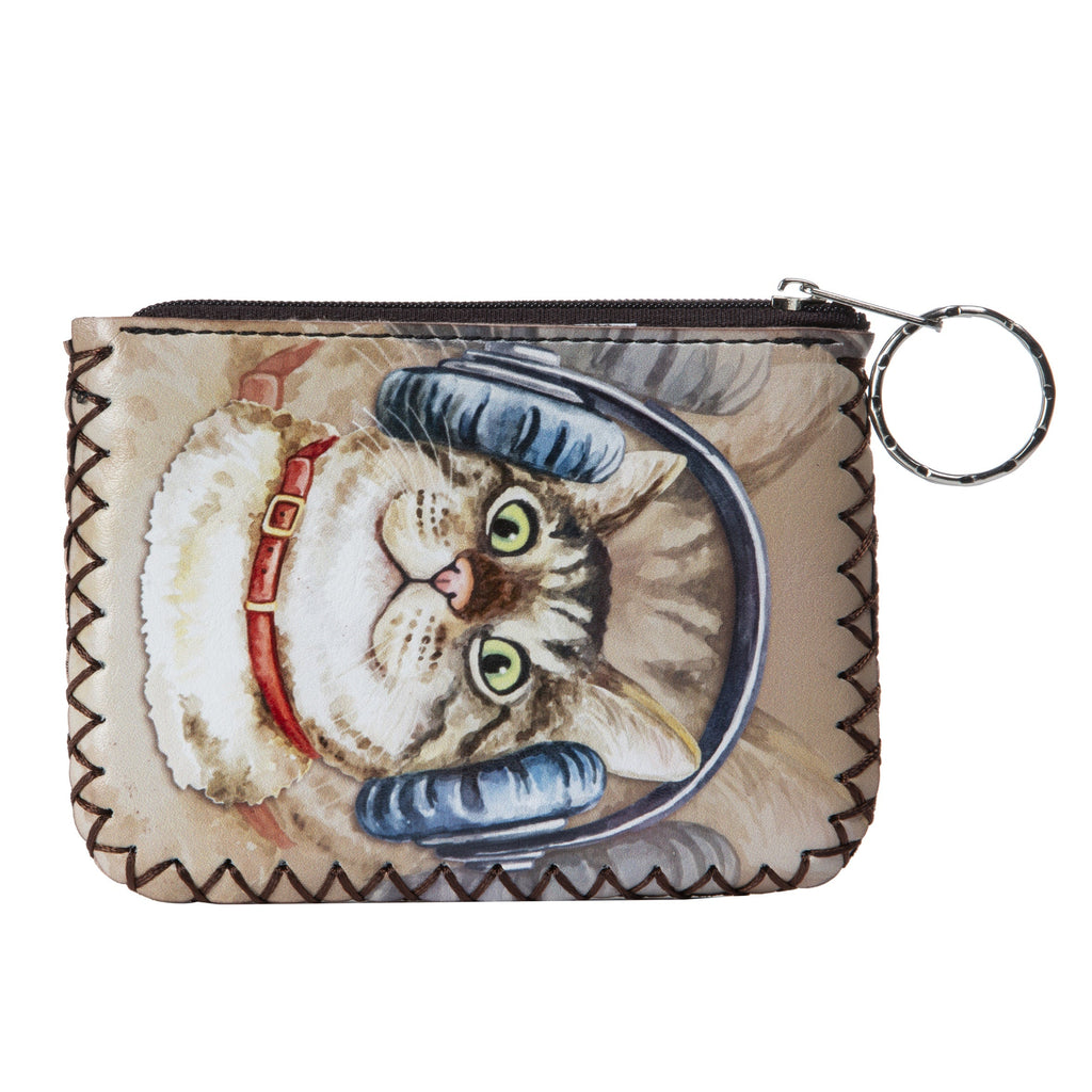 Cat With Headphones Print Hand Stitch Coin Purse HB0665 - NO.191