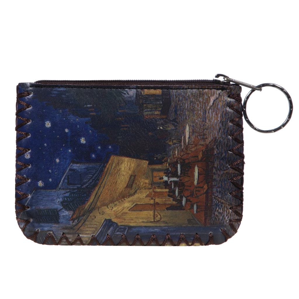 Cafe Terrace At Night Print Hand Stitch Coin Purse HB0665-NO.203