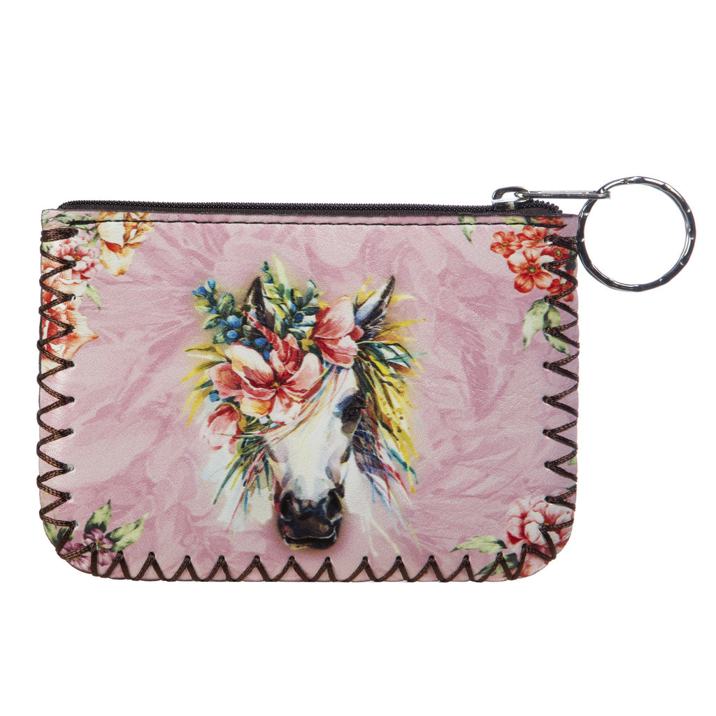 Floral Horse Print Hand Stitch Coin Purse HB0665 - NO.49