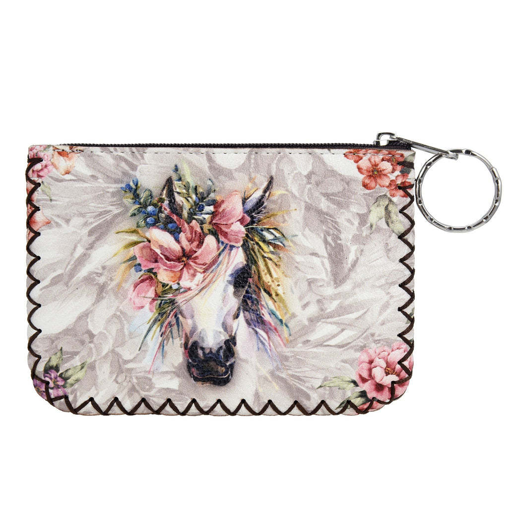 Floral Horse Print Hand Stitch Coin Purse HB0665 - NO.49