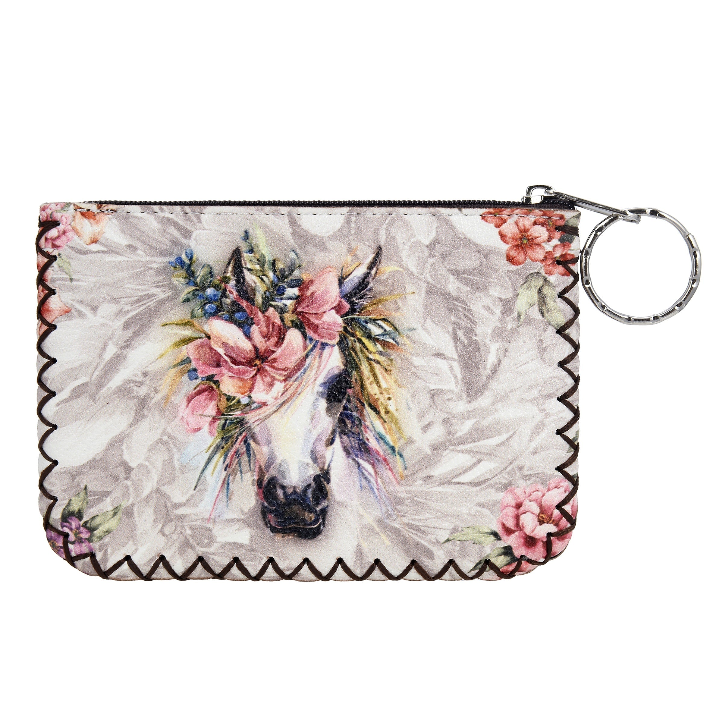 Floral Horse Print Hand Stitch Coin Purse HB0665 - NO.49