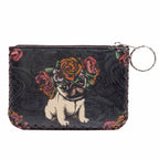 Floral Pug Print Hand Stitch Coin Purse HB0665 - NO.52