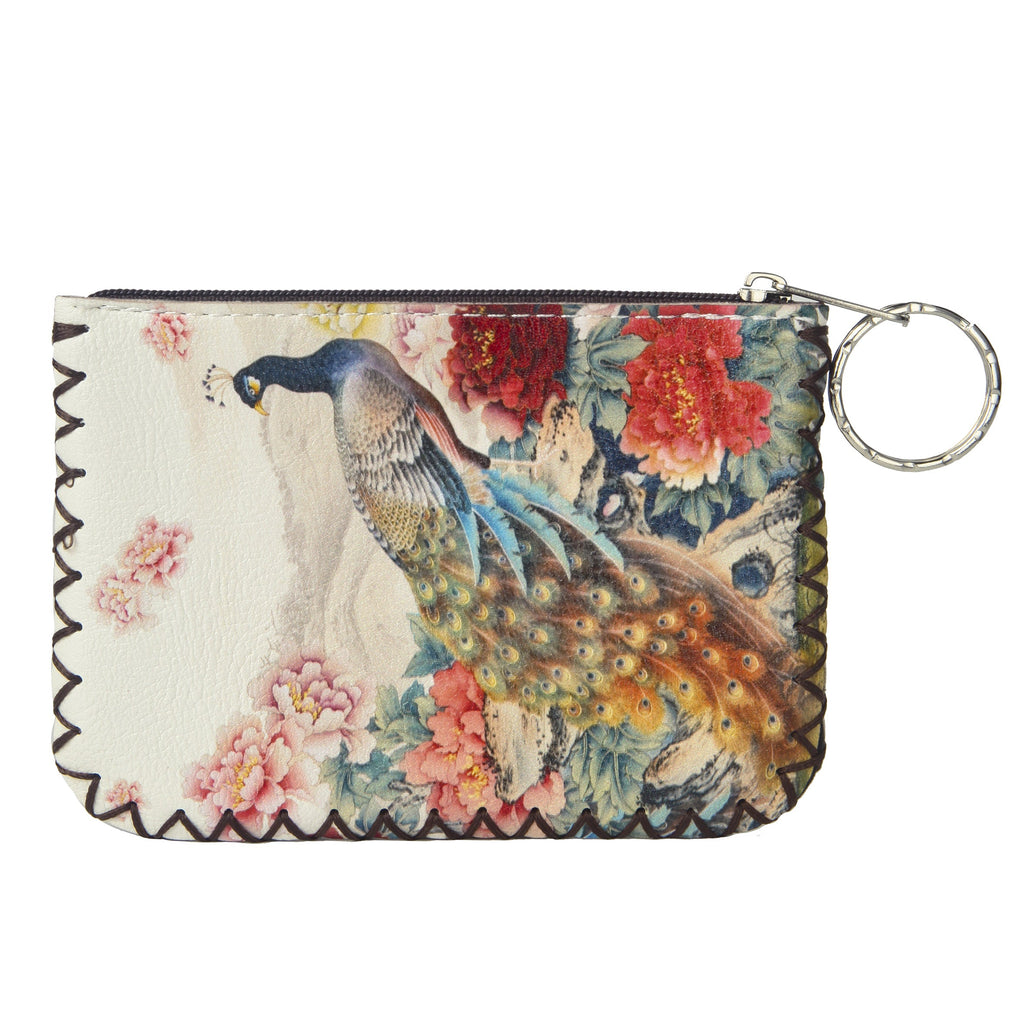 Peacock Print Hand Stitch Coin Purse HB0665 - NO.88