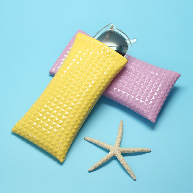 Diamond Grid Pattern Glasses PU Protecting Case HB2695