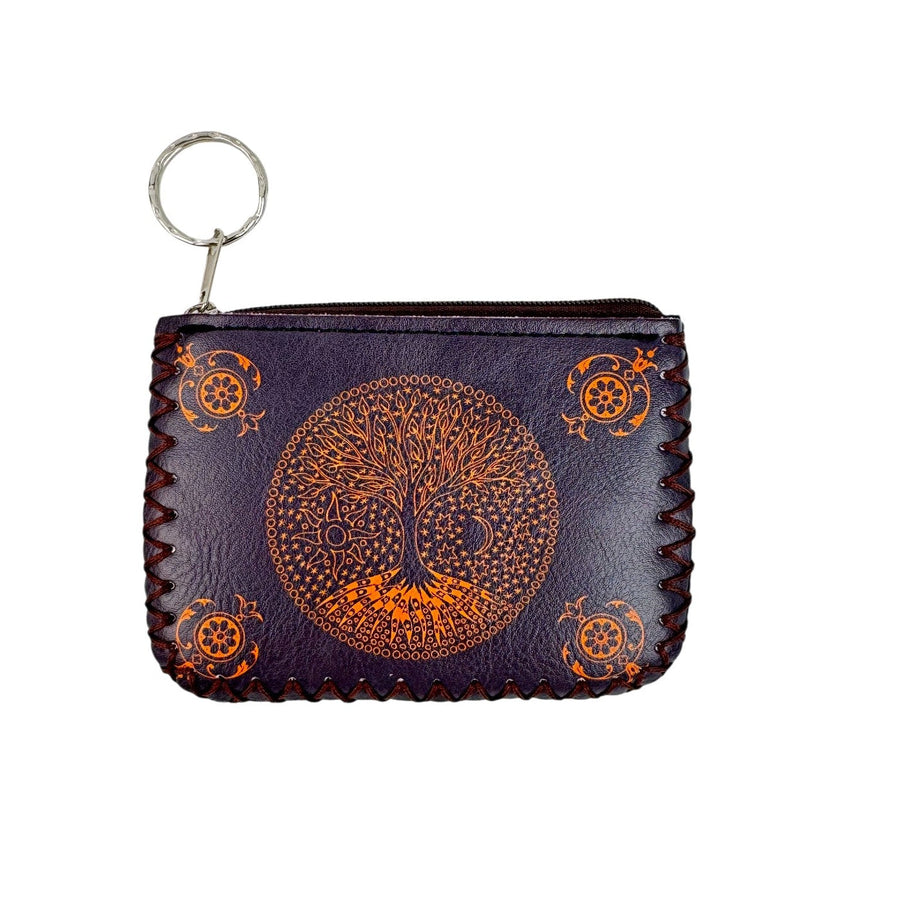 Tree of Life Print Hand-Stitched Coin Purse HB0665 - No. 36