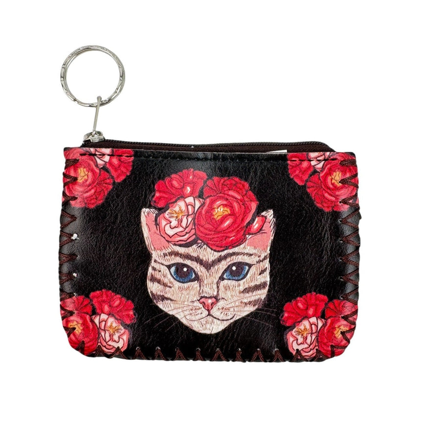 Roses & Kitty Print Hand-Stitched Coin Purse HB0665 - No. 121