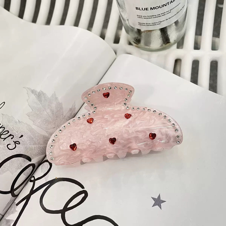 Heart Crystal Acrylic Hair Clip L5001