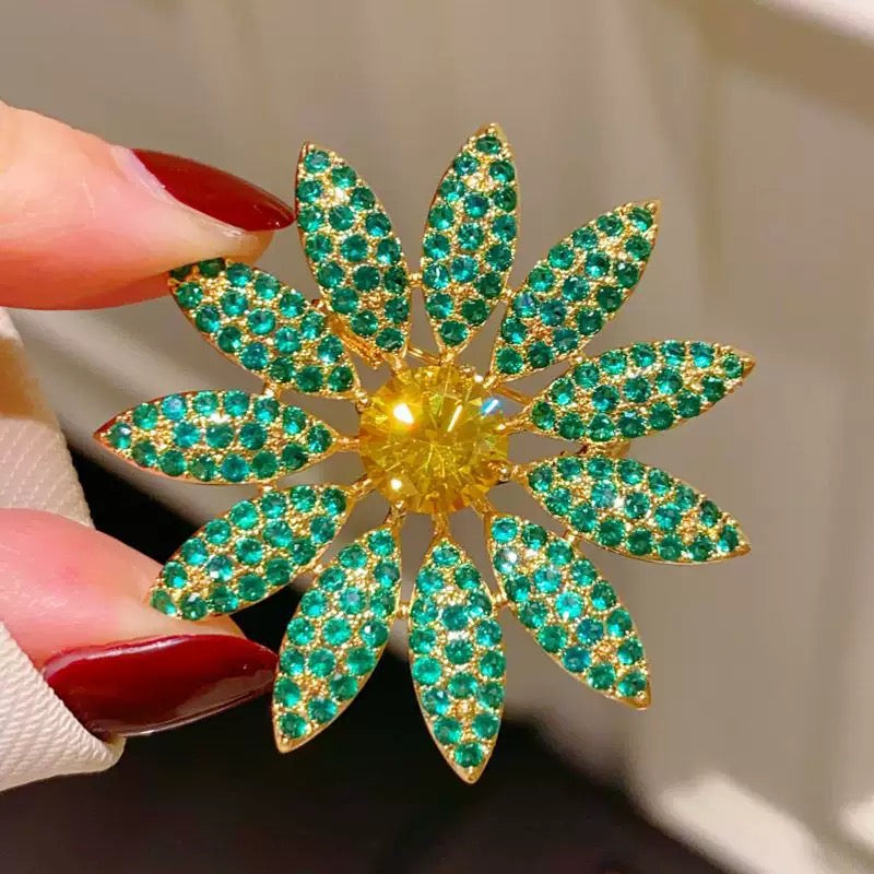 Flower Alloy Rhinestone Brooch PA6422
