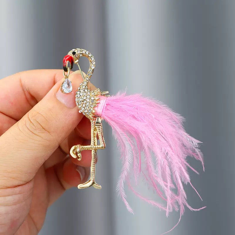Flamingo Alloy Rhinestone Brooch PA6429