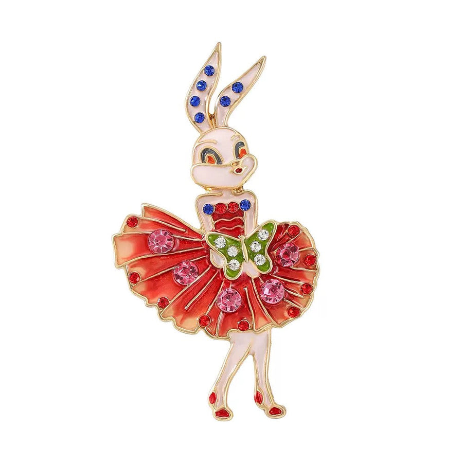 Rabbit Alloy Rhinestone Brooch PA6373