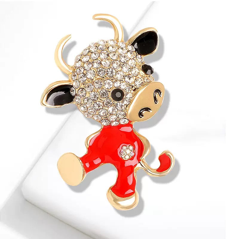Bull Rhinestone Brooch PA6438