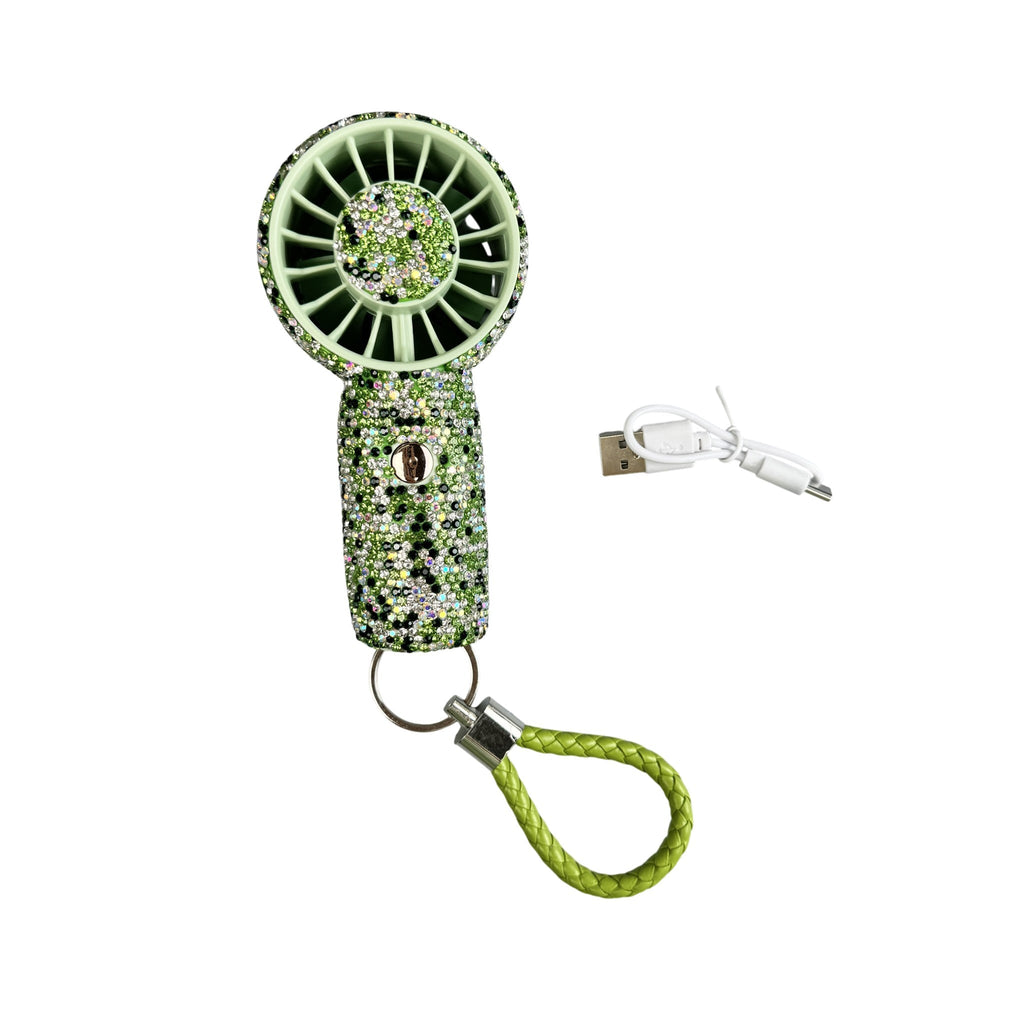 Rechargeable Ceramic Rhinestone Mini Keychain Fan K1322