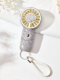 Rechargeable Ceramic Rhinestone Mini Keychain Fan K1322