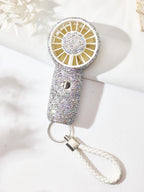 Rechargeable Ceramic Rhinestone Mini Keychain Fan K1322